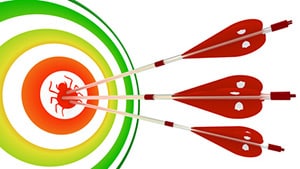 Cybercrime target with darts